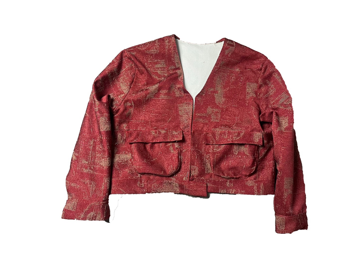 Red Canvas Ip V Neck Jacket