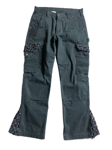 Cargo Flared Tweed Pants
