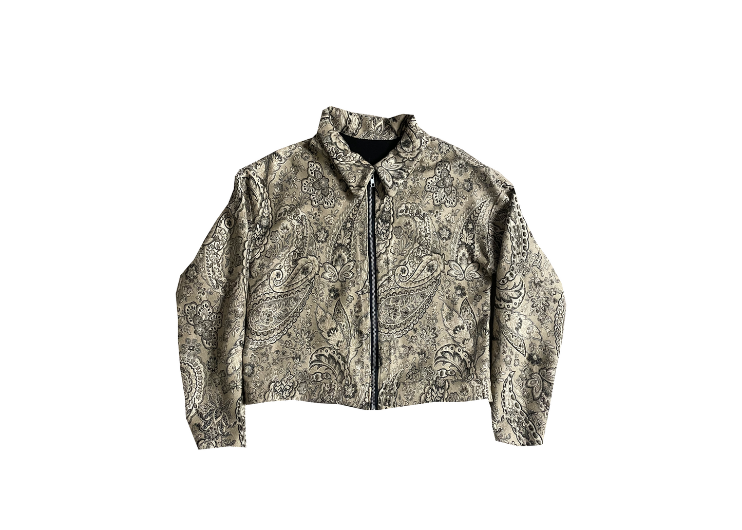 Beige Crop Porcelain Print Jacket