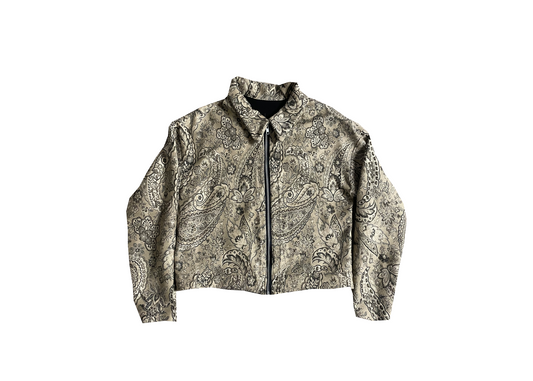 Beige Crop Porcelain Print Jacket