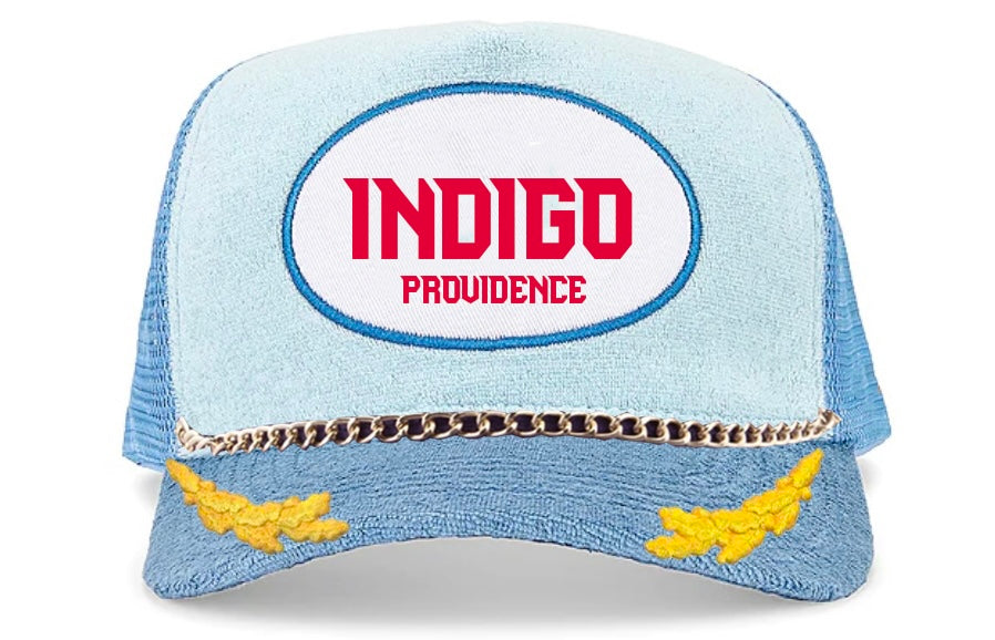Sky Blue Velvet Trucker Hat
